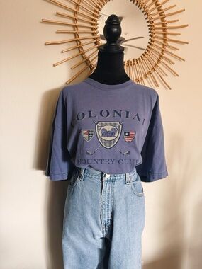 Vintage "Colonial Country Club" Graphic Tee in Faded Blue